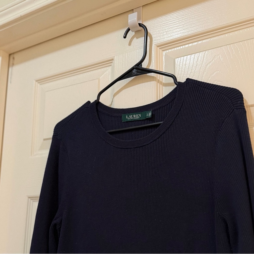 Vintage Ralph Lauren Navy/Red Ribbed Color-Block Sweater Dress - Size L